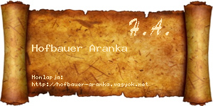 Hofbauer Aranka névjegykártya