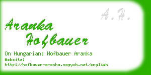 aranka hofbauer business card